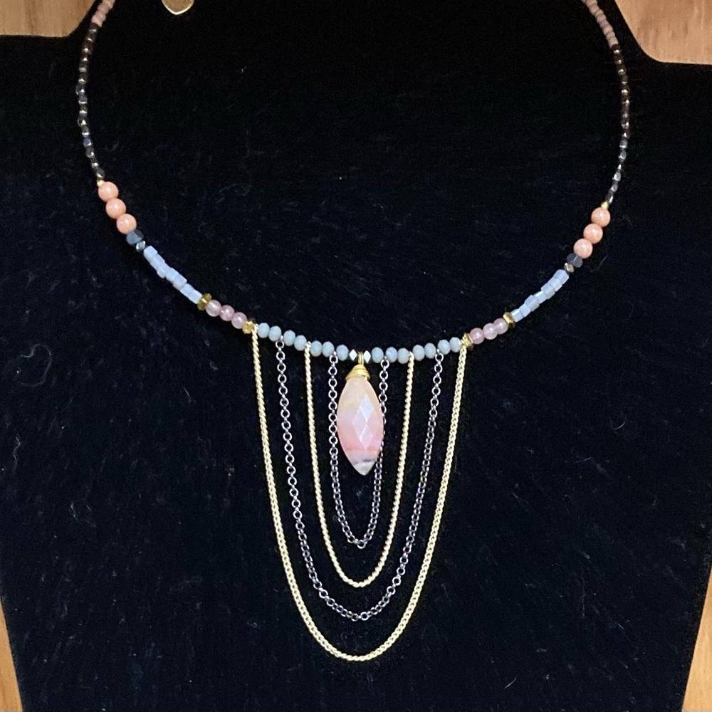 ***Included BONUS***Rose Quartz Pendant Necklace & Bonus Dangled Hoop Earrings